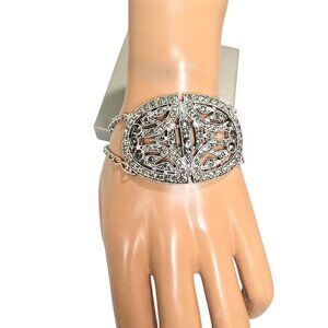Women's Silver Plated Gray Crystal Bracelet NWOT